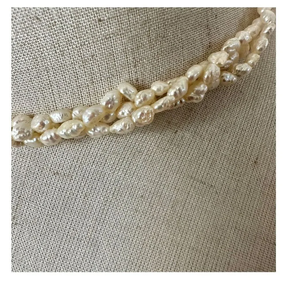 Vintage freshwater pearl triple strand choker necklace